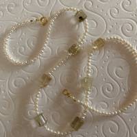 Perlenkette mit Rutilquarz, Zuchtperlen und Edelsteine, Geschenk für Frauen, unisex, Handarbeit aus Bayern Bild 1