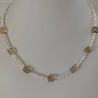 Perlenkette mit Rutilquarz, Zuchtperlen und Edelsteine, Geschenk für Frauen, unisex, Handarbeit aus Bayern Bild 10