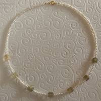 Perlenkette mit Rutilquarz, Zuchtperlen und Edelsteine, Geschenk für Frauen, unisex, Handarbeit aus Bayern Bild 4