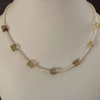 Perlenkette mit Rutilquarz, Zuchtperlen und Edelsteine, Geschenk für Frauen, unisex, Handarbeit aus Bayern Bild 8