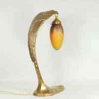 Adler Tischlampe Nr.1 Leuchte Jugendstil 51 cm groß Skulptur Bronze Messing Vögel gold upcycling vintage Bild 3
