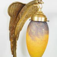 Adler Tischlampe Nr.1 Leuchte Jugendstil 51 cm groß Skulptur Bronze Messing Vögel gold upcycling vintage Bild 6