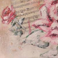 WINTER MOOD PEACOCK  - glitzerndes Acrylgemälde mit einem Pfau und verschneiten Rosen Bild 9