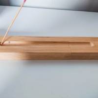 Design Teelichthalter aus Holz für Räucherstäbchen und 2 Teelichter | Holzdekoration für Kerzen aus Massivholz Bild 4
