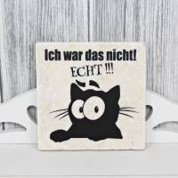 Dekofliese #  Katze Katzen 'Ich war das nicht! Echt!!!'  Vintage Look 10x10cm Witzig Comic Geschenkidee Geschenk Bild 1