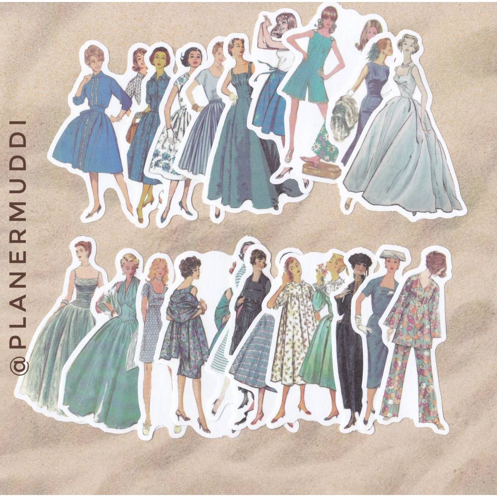 Sticker-Set Vintage Damen, 20-tlg. Bild 1