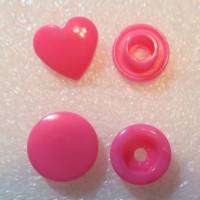 24 Druckknöpfe Herzchen in Neonpink pink nähfrei snaps 12,4 mm T5  B47 Bild 1