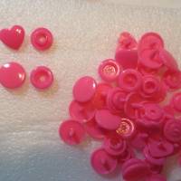 24 Druckknöpfe Herzchen in Neonpink pink nähfrei snaps 12,4 mm T5  B47 Bild 2