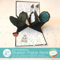 Silvester-Pop-Up-Karte, Plotterdatei mit Feuerwerk für Papier und Foil-Quill, inkl. Anleitung, für Anfänger geeignet