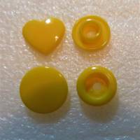 24 Druckknöpfe Herzchen in Gelb sonnengelb nähfrei snaps 12,4 mm T5  B10 Bild 1