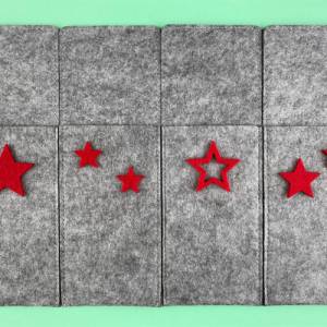 Set aus 4 Bestecktaschen rote Sterne aus Filz. Grundpreis: 1 Stück = 4,99 €. 4-teiliges Set Weihnachtliche Tischdeko. Bild 8