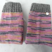 Gestrickte Socken, Wollsocken in Rosa/Grau Bild 3