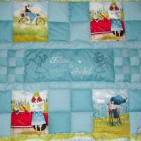 Große Baby-Krabbeldecken für Zwillinge Mädchen Patchworkdecken Handmade Erlebnisdecken Spieldecken Kinderbett Laufstall Bild 1