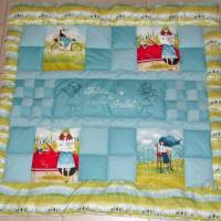 Große Baby-Krabbeldecken für Zwillinge Mädchen Patchworkdecken Handmade Erlebnisdecken Spieldecken Kinderbett Laufstall Bild 2