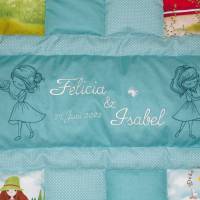 Große Baby-Krabbeldecken für Zwillinge Mädchen Patchworkdecken Handmade Erlebnisdecken Spieldecken Kinderbett Laufstall Bild 3