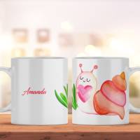 Personalisierte Keramiktasse Schnecke für Kaffee- und Teeliebhaber | spülmaschinenfeste Tasse mit Motiv | Geschenkidee Bild 1