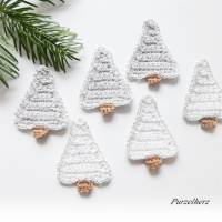 3 gehäkelte Tannenbäume in 2 Farben zur Wahl-Gastgeschenk,Weihnachtsdeko,Weihnachten,Advent,Tischdeko,Streudeko,silber Bild 4