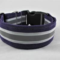 Hundehalsband "Nightwalk" pflaume Halsband verstellbar mit Reflektoren Klickverschluss Kunststoff oder Metall Bild 2