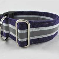 Hundehalsband "Nightwalk" pflaume Halsband verstellbar mit Reflektoren Klickverschluss Kunststoff oder Metall Bild 4