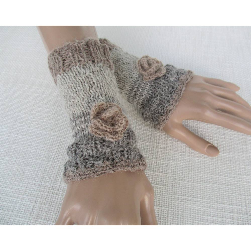 Armstulpen Aus Walkloden Beige - Pulswärmer Aus Reiner Walkwolle