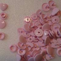 24 Druckknöpfe Herzchen in altrosa rosa  nähfrei snaps 12,4 mm T5  B18 Bild 1