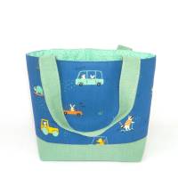 Kindertasche mit Tieren in Fahrzeugen, gefüttert | Kindergartentasche | Kita Tasche | Stofftasche Bild 3