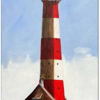 Klausewitz Original Acrylgemälde Leinwand Keilrahmen Leuchtturm Westerheversand auf Eiderstedt - 30 x 60 cm Bild 1