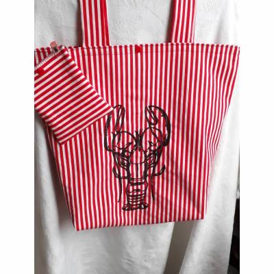 Xl Einkaufsbeutel mit Hummer rot weiß 2tlg Set Strandtasche