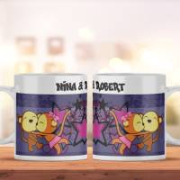 Personalisierte Tasse mit Namen und Affen Motiv | Bedruckte Kaffeetasse aus Keramik | Spülmaschinenfester Becher Bild 1