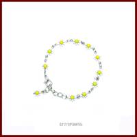 ❋  Zierliches Armband/Fußkettchen "Daisy Bell" mit Gänseblümchen in weiß / gelb, versilbert ❋ Bild 1