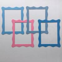 Stanzteile Rahmen gewellt mit Struktur,4 Bilderrahmen mit Wellenrand,rosa, blau, Kartenaufleger, zum Kartenbasteln Bild 1