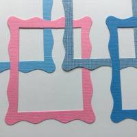 Stanzteile Rahmen gewellt mit Struktur,4 Bilderrahmen mit Wellenrand,rosa, blau, Kartenaufleger, zum Kartenbasteln Bild 2