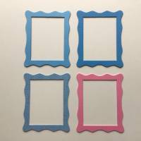 Stanzteile Rahmen gewellt mit Struktur,4 Bilderrahmen mit Wellenrand,rosa, blau, Kartenaufleger, zum Kartenbasteln Bild 3
