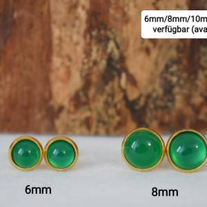 Ohrringe Achat grün, 10mm, Ohrhänger Edelstein Gold, grüner Stein Hängeohrringe, rund, Ohrringe hängende, Achat Schmuck, Bild 9
