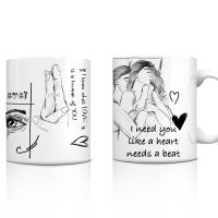 Tasse für Freund oder Freundin "Heart Beat" | Geschenk für Mann, Frau, Freund oder Freundin | Geschenk zum Valen Bild 1