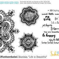 Mandala Life is Beautiful Plotterdatei SVG DXF EPS mit 10 Sprüchen Bild 3