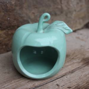 Apfel Teelichthalter Keramik Töpferhof Gramann Römhild 90er Jahre Bild 2