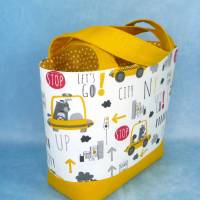 Kindertasche mit NY Taxi Bären, gefüttert | Kindergartentasche | Kita Tasche | Stofftasche Bild 3