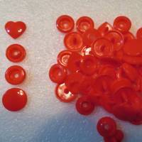 24 Druckknöpfe Herzchen in rot  nähfrei snaps 12,4 mm T5  B38 Bild 1