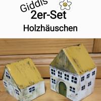 Deko-Holzhäuser handbemalt, 2er-Set Bild 1