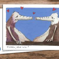 Postkarte "Küssen, aber wie?" Bild 1