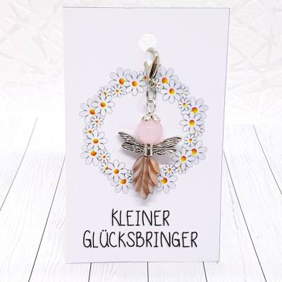 Glücksbringer Waldelfe silberfarben/rosa – einzigartiger Elfen-Anhänger als Geschenk
