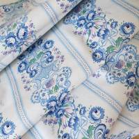 Vintage Bettbezug Deckenbezug, sehr seltenes Muster, Rosen Blumen, blau weiß Bauernstoff Wäschestoff Landhaus, unbenutzt Bild 5