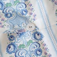 Vintage Bettbezug Deckenbezug, sehr seltenes Muster, Rosen Blumen, blau weiß Bauernstoff Wäschestoff Landhaus, unbenutzt Bild 7