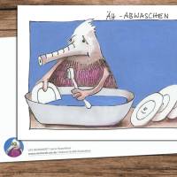 Postkarte "Äh, Abwaschen" Bild 1