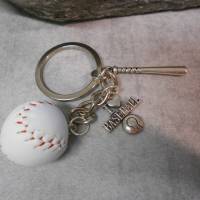 Baseball Schlüsselanhänger versilbert Bild 1
