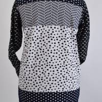 Damen Kurz Kleid in Struktur Schwarz/Weiß gepunktet Bild 2