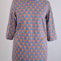 Damen Strick Kleid Struktur mit Bienen Motiv | Blau/Rose | Bild 1