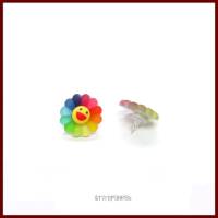 Ohrstecker/-clips "Smiling flower"die lächelnde Blume in Regenbogenfarben, Resin, frosted, Kawaii, Happy face Bild 2