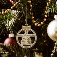 Christbaumschmuck Personalisierbar - Weihnachtsschmuck mit Namen aus Holz - Schneeflocke,Herz oder Weihnachtsbaum Bild 2